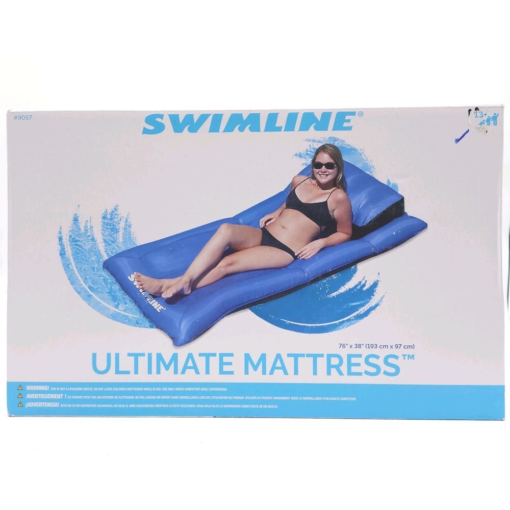 Swimline 76" x 38" Blue Ultimate Mattress Pool Float Inflatable Raft Lounge 9057